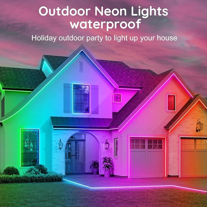 RCUICA 32.8FT Permanent Outdoor Lights Waterproof with Smart App Control Remote,DIY Scene Modes,Music Sync hronization,Eaves Lights for Garden Decor,Deck,Christmas