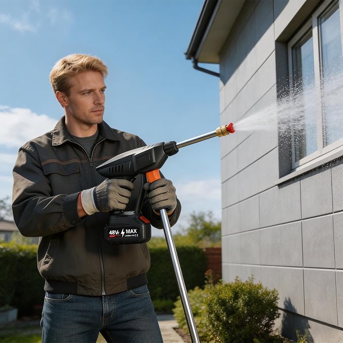 Cordless Pressure Washer Hosepipe Spray, Handheld Battery Powered Washer Kit with Nozzle and 5m/16.5ft Tube for Washing Cars/Floor/Garden Cleaning & Watering Flowers
