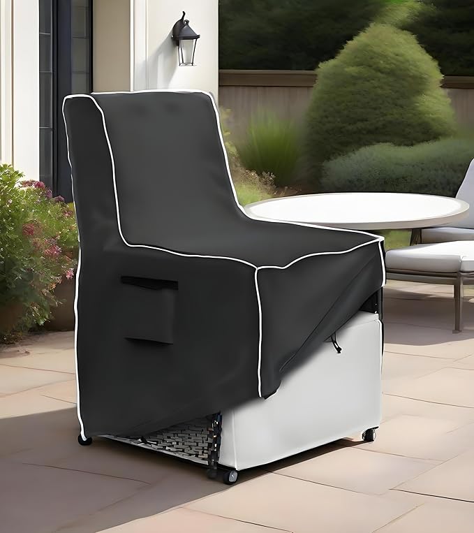 Outdoor Recliner Chair Cover,600D Heavy Duty Patio Chair Cover,Outdoor Furniture Storage Cover for All Weather Protection