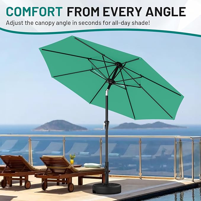 AreShark 9ft 2 Tiers Patio Umbrella - Outdoor Umbrella Waterproof UV Protection, Market Table Umbrella w/Push Button Tilt&Crank for Pool, Porch, Garden(Turquoise)