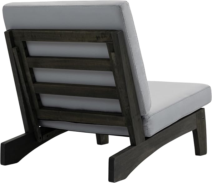 2 Piece Wood Patio Chairs Outdoor Bistro Chair, All Weather Outdoor Furniture Patio Sofa Backyard Seating Group Conversation Sets with Cushions, Gray