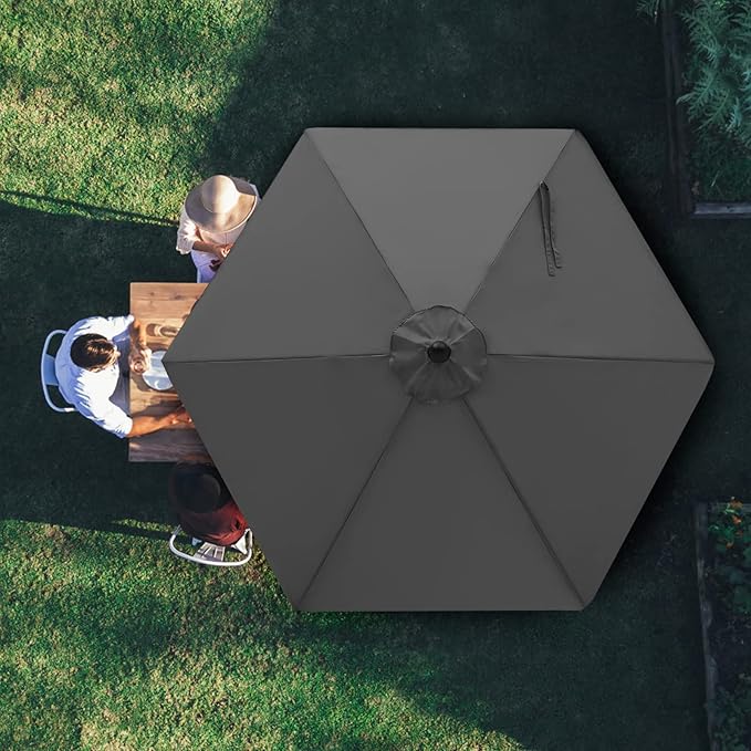 MASTERCANOPY Patio Umbrella 7.5 ft Replacement Canopy for 6 Ribs-Dark Grey Canopy Only