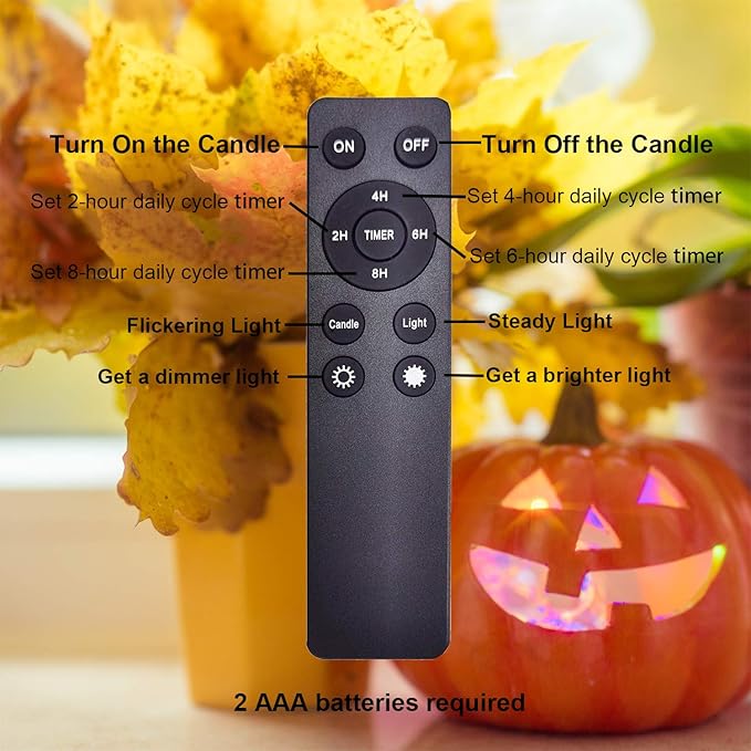 iZAN 4 Pack Battery Operated LED Pumpkin Lights with Remote and Timer, Bright Flickering Flameless Candle Set for Pumpkin Décor Jack-O-Lantern Halloween Party Home Christmas Decorations, Orange Color