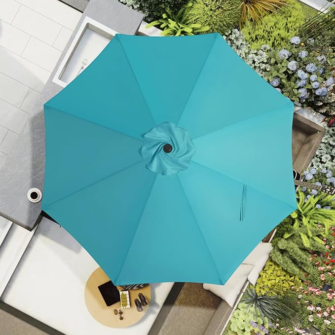 MASTERCANOPY Patio Umbrella 10 ft Replacement Canopy for 8 Ribs-Turquoise Canopy Only