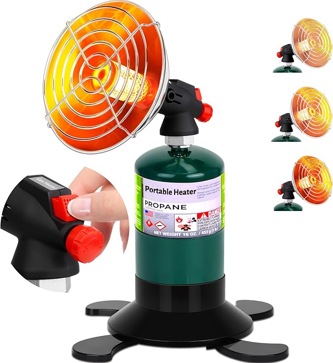 Portable Propane Heater for Camping, Outdoor Gas Space Patio Heater, High Heat Output Big Heaters Foldable Tank Holder for Winter Tent Hiking Ice Fishing Hunting