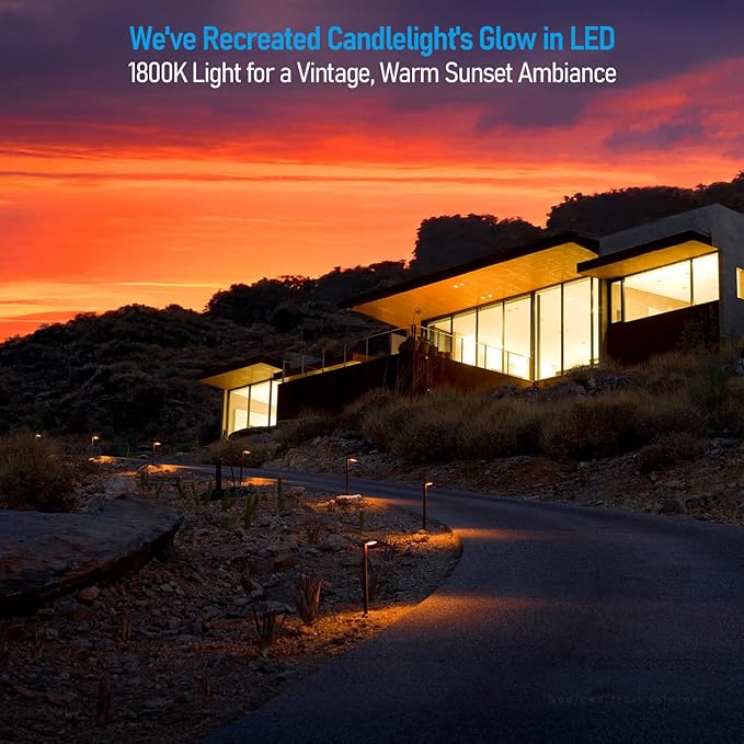 LEONLITE 12-Pack 5CCT Anti-Glare Low Voltage Pathway Lights, 5W Wired LED Landscape Path Lights, Aluminum IP65 Outdoor Landscape Lighting for Walkway Yard, 1800K/2700K/3000K/4000K/5000K, ETL