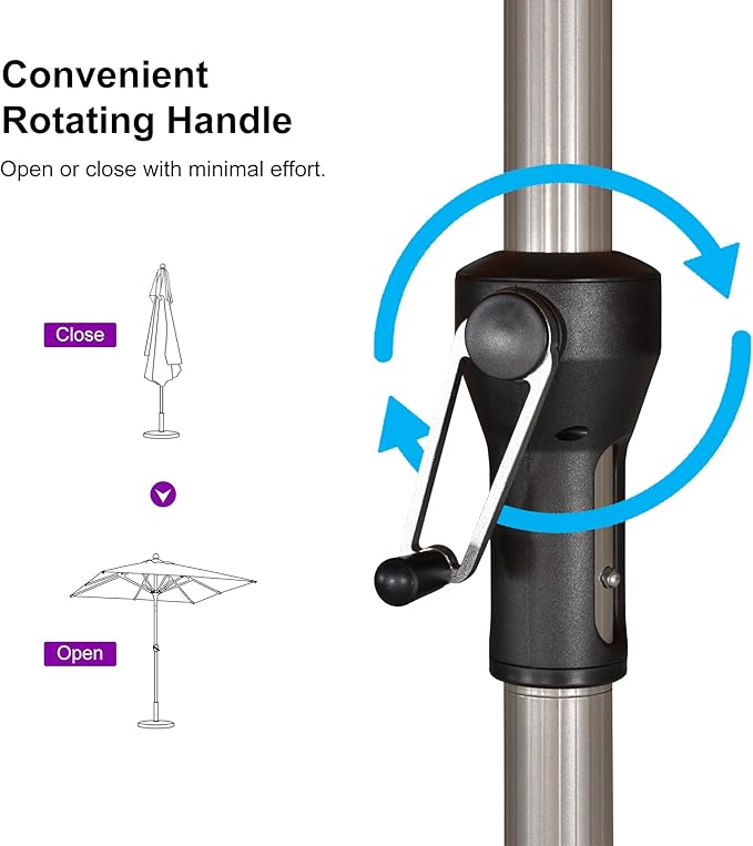 PURPLE LEAF 10' x 10' Square Patio Umbrella, Alumimum Outdoor Market Umbrella with 3 Year Fade Resistant, Pool Umbrella for Deck Garden, Patio, or Poolside, Lawn