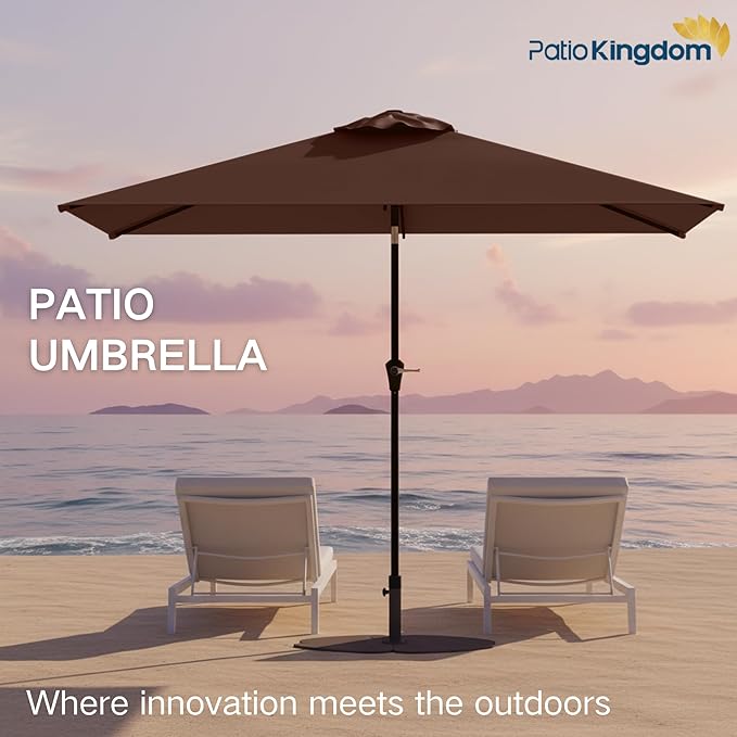 6.5'x10' Rectangular Patio Outdoor Umbrella,Large Coverage with Push-Button Tilt & UV Protection,Sturdy Ribs for Deck,Lawn,Pool,Backyard