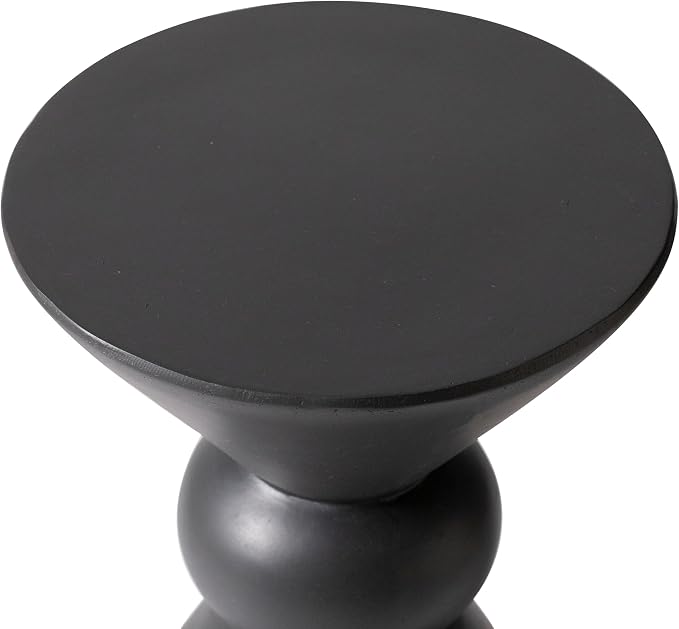 LeisureMod Modern Round Side Table, 18-inch Dark Grey Fiberstone Accent End Table – Weather-Resistant Concrete Look Pedestal Table for Living Room, Patio, Garden & Outdoor Decor