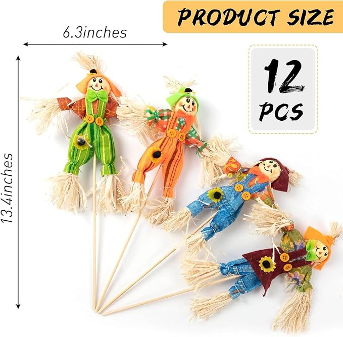 12 PCS Halloween Scarecrow Decorations, Scarecrows Fall Decor | Outdoor, Fall Harvest, Standing Scarecrow, for Garden, Home, School, Yard, Porch, Thanksgiving Decor 