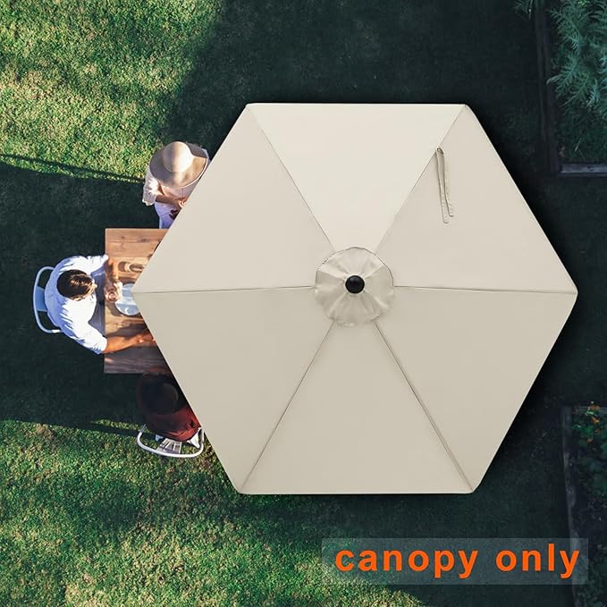 MASTERCANOPY Patio Umbrella 7.5 ft Replacement Canopy for 6 Ribs-Creamy White Canopy Only
