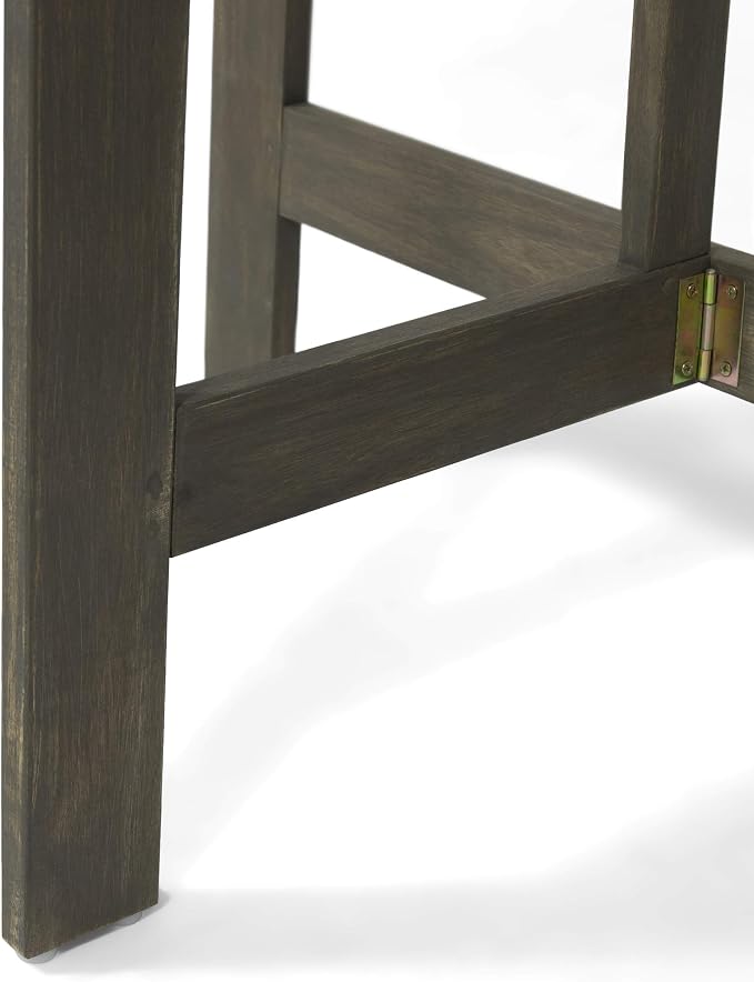 Sophia Outdoor Half-Round Folding Acacia Wood Bistro Table, Gray