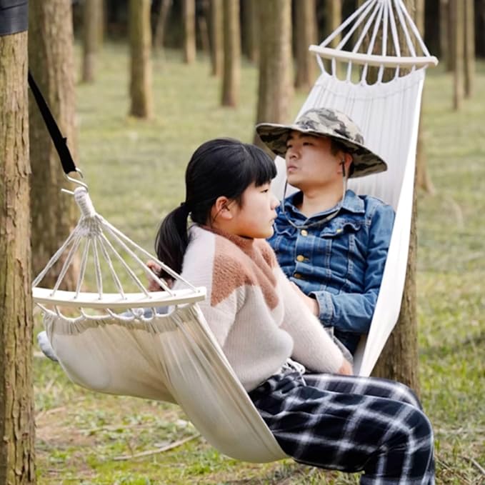 Portable Polyester Blended Hammock with Wooden Sticks for Outdoor Camping Easy to Store Multipurpose Good Load-Bearing Capacity Comfortable(Blue,S)