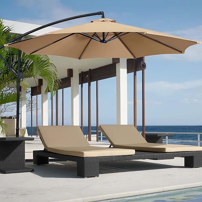 10ft Patio Umbrella Replacement Canopy 8 Ribs, Waterproof & Fade Resistant Market Umbrella Cover, Thickened Polyester Fabric for Backyard, Garden and Pool (Canopy Only) (Gray)