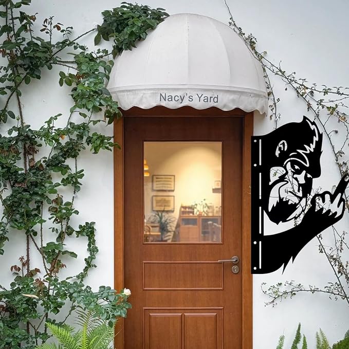 2 Pack 13 Inch Bigfoot Yard Decor, Funny Metal Sasquatch Signs | Two funny Bigfoot metal signs for fences, trees, posts, porches, cabins, garages, yards and man caves