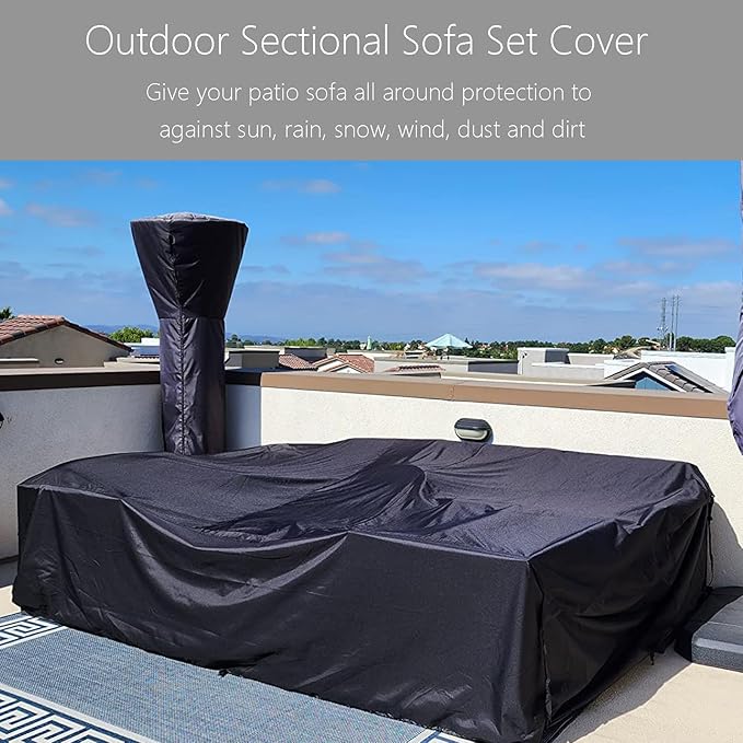 Oslimea Patio Furniture Covers Waterproof, Outdoor Sectional Sofa Set Cover Couch Cover for Wicker Rattan Table Chair, 126" L x 126" W x 28" H