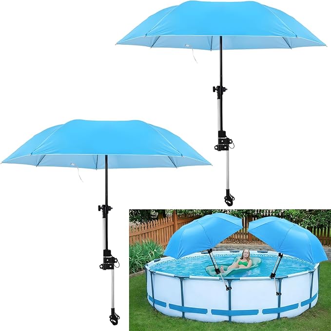 Gilprop 4 Pack Beach Umbrella with Clamp 38.6'' Adjustable Umbrellas for Chair Portable Folding Sun Shade for Pool Outdoor Camping Patio Golf Carts