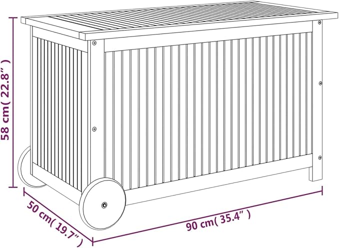 Patio Storage Box with Wheels Outdoor Storage Bench Outdoor Storage Cabinet Deck Storage Box 35.4"x19.7"x22.8" Solid Wood Acacia