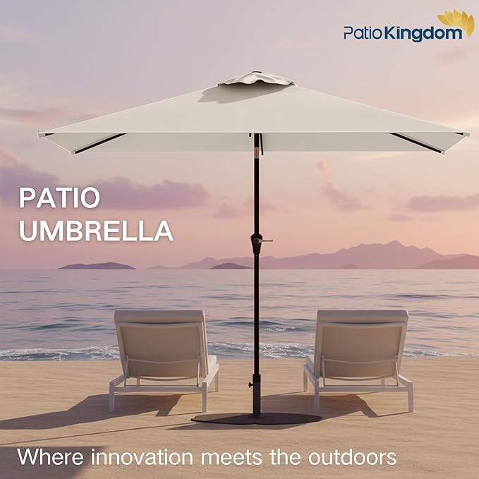 6.5'x10' Rectangular Patio Outdoor Umbrella,Large Coverage with Push-Button Tilt & UV Protection,Sturdy Ribs for Deck,Lawn,Pool,Backyard