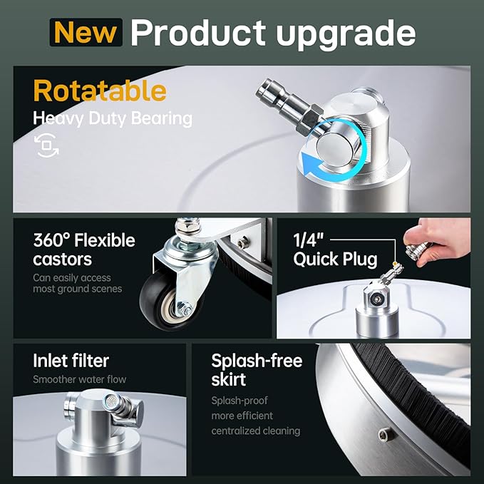TOR 16.5" Pressure Washer Surface Cleaner with 4 Wheels, Surface Cleaner for Pressure Washer, 2 Extension Wands, 2 Replacement Nozzles, Power Washer Surface Cleaner for Concrete, Driveway