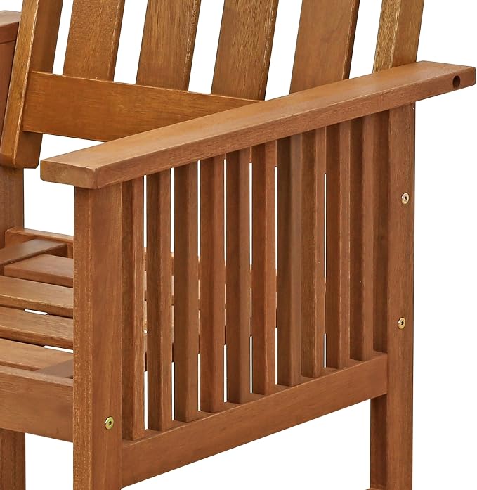 Furinno TIOMAN Patio Chair, Mediterranean Outdoor Lawn Chair, Armchair with Cushion, for Patio, Garden, Porch, Light Wood