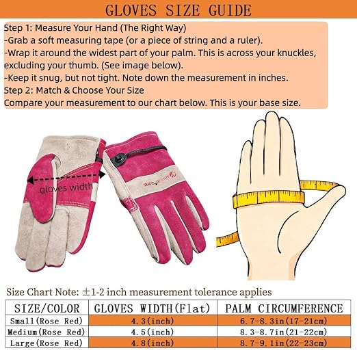 Leather Gardening Gloves for Women-Best Gift for Gardeners.Pink S | Welding, Construction, Chainsaw, Farm, Weeding Gloves, Cowhide, Soft Lining, Breathable, Utility, Firm Grip, Wear Resistant