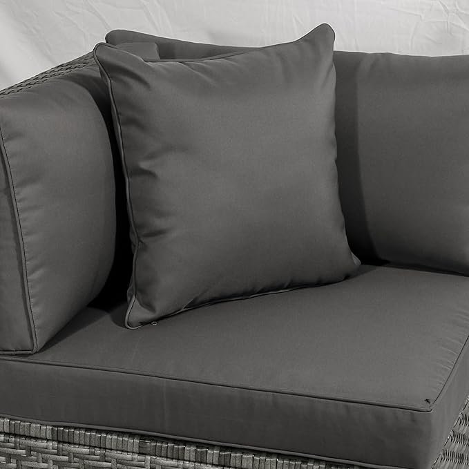 Outsunny 9-Piece PE Rattan Patio Furniture Set, Outdoor Extra Large Sectional Sofa with Loveseat, Coffee Table and Side Table, Chairs, Ottoman, Cushions, Gray
