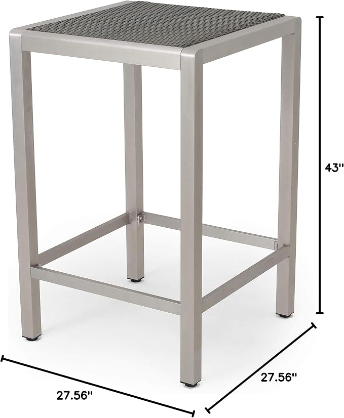 Christopher Knight Home Cape Coral Outdoor Wicker Bar Table, Grey