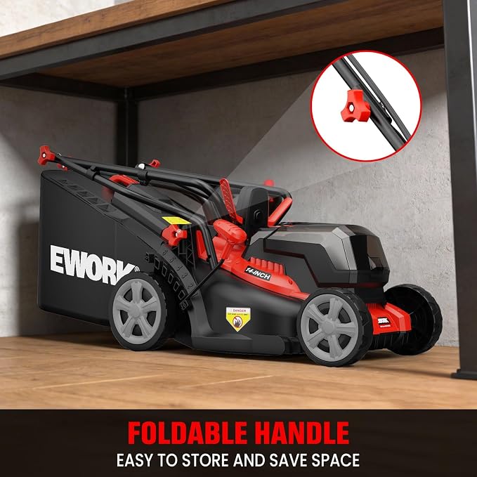 EWORK 40V Electric Lawn Mower Cordless, 14" Electric Push Mower with Grass Catchers, 2x4.0Ah Batteries & Charger, 6-Height Adjustment, 21Lbs Lightweight Battery Powered Lawnmower for Small Yard