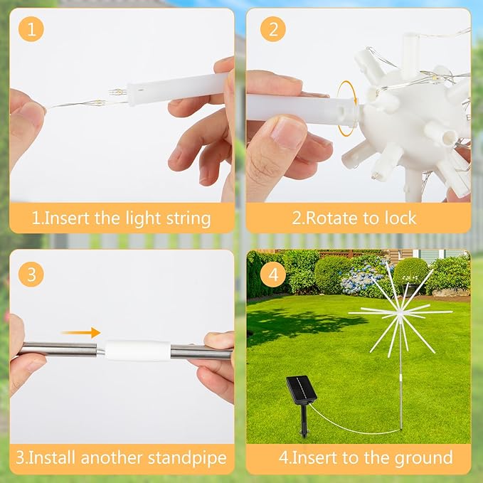 CCILAND Solar Firework Lights Outdoor, 3 Pack 336 LEDs Solar Starburst Garden Lights with Timer 8 Modes, Waterproof Decorative Lights for Yard Patio Walkway Pathway Party Wedding (Multicolor)
