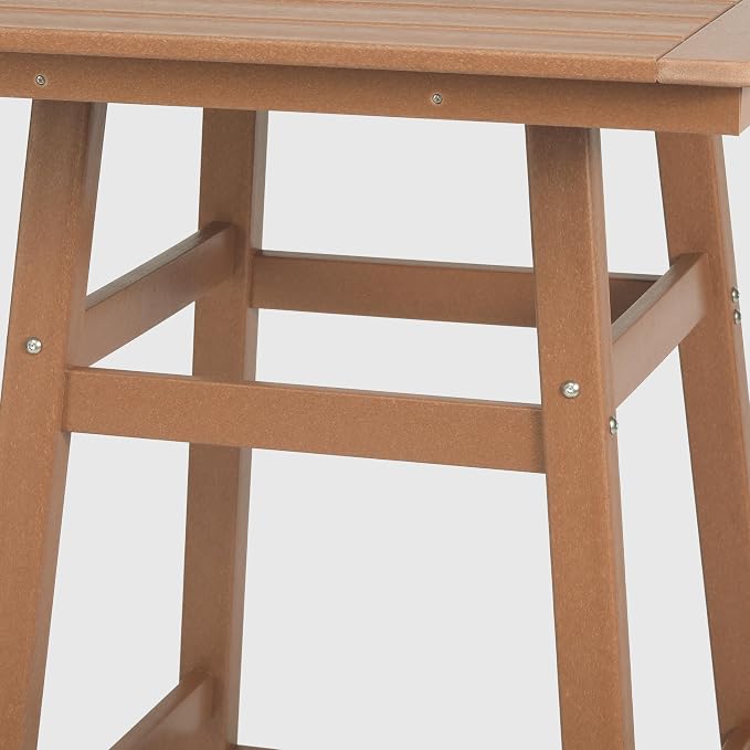 WestinTrends Malibu Square Outdoor Patio Counter High Bistro Bar Table with Umbrella Hole 37" Tall, Teak