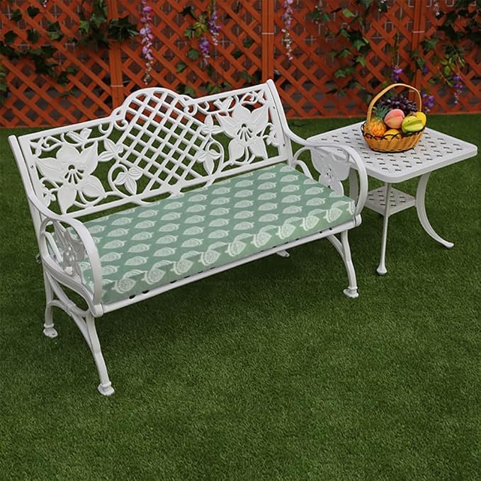 FUNHOME Outdoor Cushion Covers 42" x 18" x 3", No Insert! Patio Covers Replacement for Outdoor Furniture,Water Resistant Patio Bench Loveseat Cushion Covers 1 Pack, Fair Green (Covers ONLY)