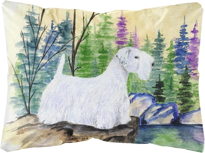 Caroline's Treasures SS8104PW1216 Sealyham Terrier Canvas Fabric Decorative Pillow Machine Washable, Indoor Outdoor Decorative Pillow for Couch, Bed or Patio, 12HX16W