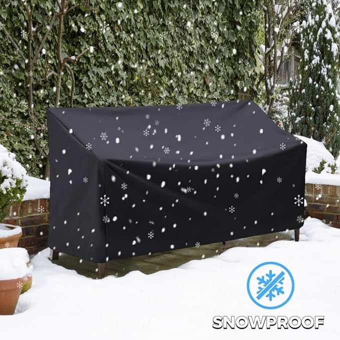Outdoor Bench Cover, Waterproof Outdoor Patio Furniture Cover for 4-Seater Bench, Durable Oxford Cloth Garden Sofa Chair Cover, 75" L x 26" W x 35" H (Black, 64" L x 26" W x 35" H)