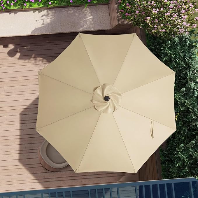 ABCCANOPY 9ft Outdoor Umbrella Replacement Top Suit 8 Ribs (Beige)