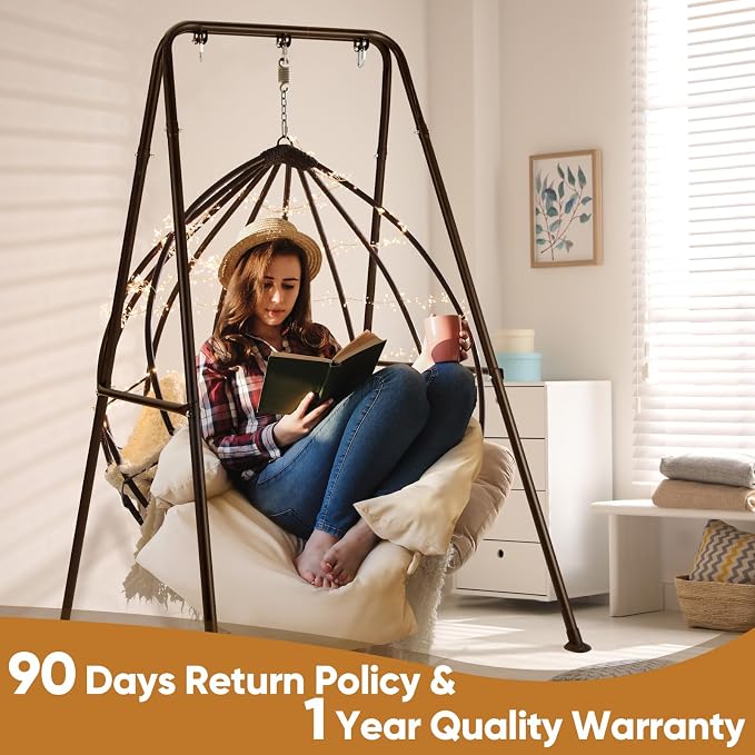 Hammock Chair Stand Only, Heavy Duty Foldable Hammock Stand, 300 lbs Capacity, Portable Hammock Frame for Indoor or Outdoor, Easy to Assemble & Store (Hammock Chair not Included)