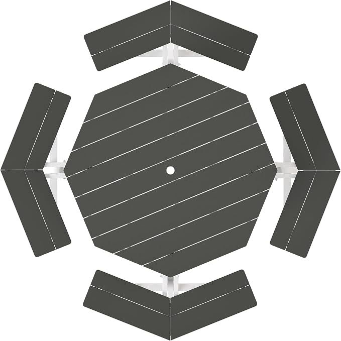 WestinTrends Outdoor 48" HDPE 8-Person Patio Octagon Picnic Table, Gray