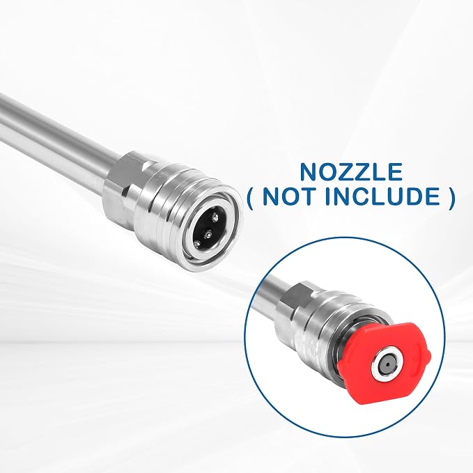 PWACCS Pressure Washer Wand Extension Kit — Dual Stainless Steel Power Washer Lance for Pressure Washing Accessories — M22 to 1/4" Quick Connect — 17 Inch Both