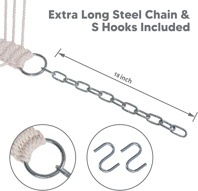 SUNCREAT Heavy Duty Hanging Tree Hammock, 475 lbs Capacity, Two Person Hammock with Large Soft Pillow, Tree Hooks, Gray