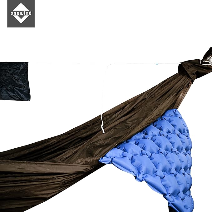 Onewind Camping Hammock, Ultralight Portable Hammock with Adjustable Ridgeline, Outdoor Hammock 20D Ripstop Nylon with 2 * 12Ft Tree Strap, Ideal for Camping, Hiking, Backpacking