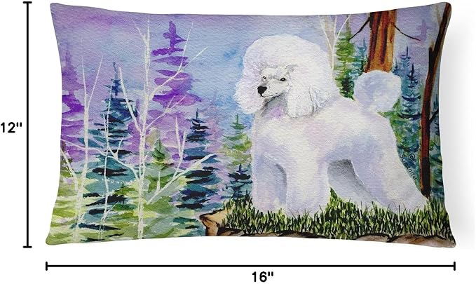 Caroline's Treasures SS8639PW1216 Poodle Canvas Fabric Decorative Pillow Machine Washable, Indoor Outdoor Decorative Pillow for Couch, Bed or Patio, 12HX16W