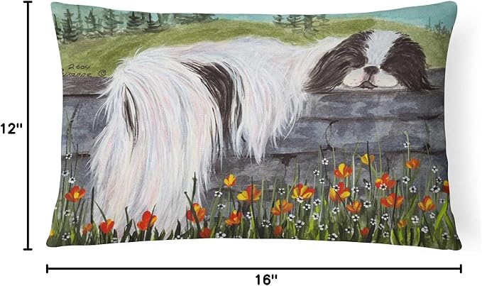 Caroline's Treasures SS8030PW1216 Japanese Chin Canvas Fabric Decorative Pillow Machine Washable, Indoor Outdoor Decorative Pillow for Couch, Bed or Patio, 12HX16W