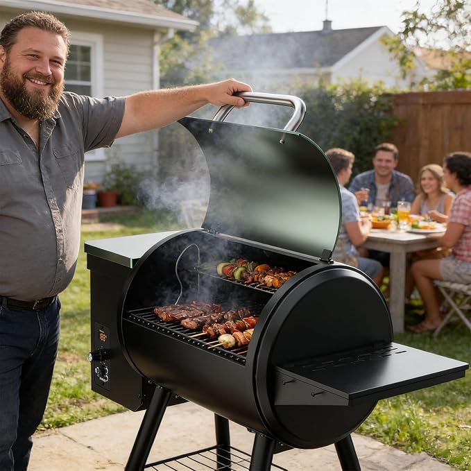 DAMNISS Pellet Smoker Grill Combo, 456 SQ.IN Cooking Area with PID Temperature Control (180-450°F) Electric BBQ Meat Grills & Smokers, Patio Backyard for Roast Outdoor