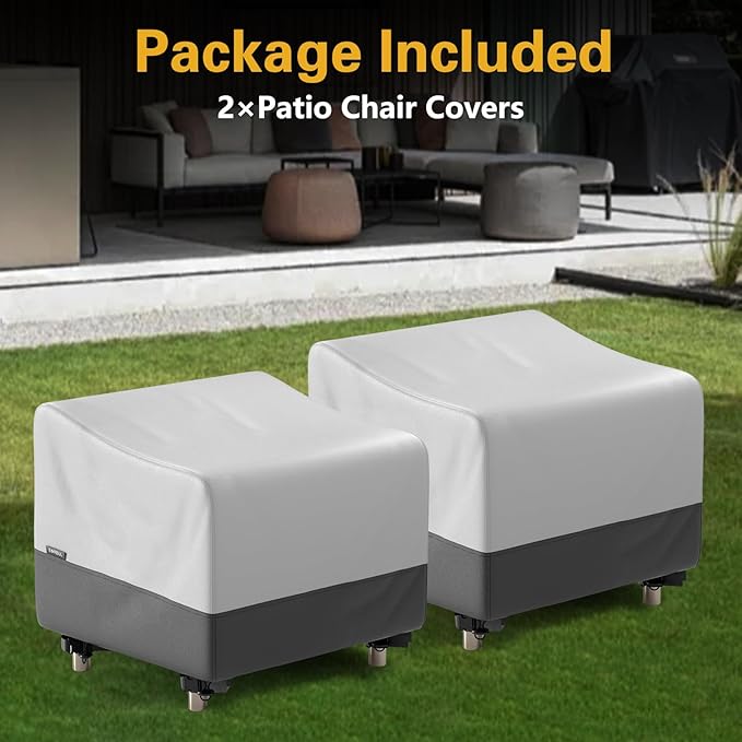 EVRBUL 2 PCS Single Patio Chair Covers Outdoor Single Sofa Covers Heavy Duty 420D Dust-proof Waterproof and UV Protection 35"Lx38"Wx31"H