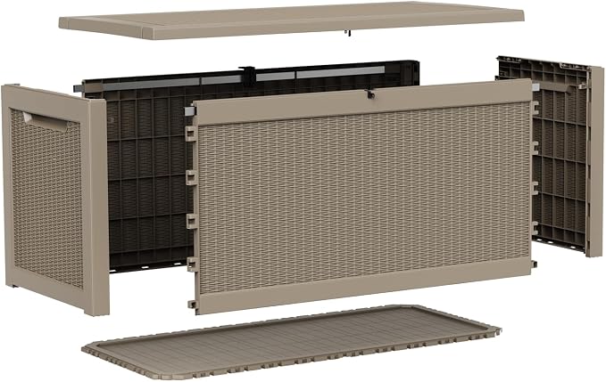 Large Outdoor Storage Box Waterproof, UV Resistant Resin Deck Box for Patio Furniture,Garden Tools,Cushions (Grey, 320 Gallon)