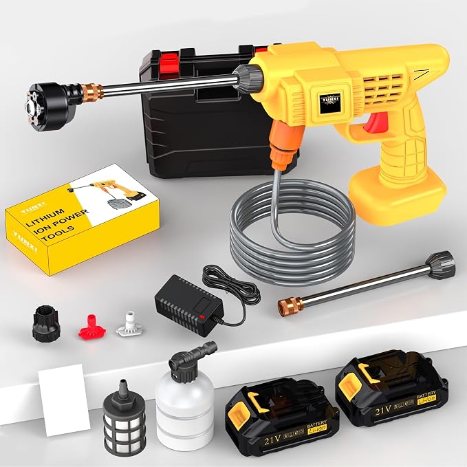 Household car wash Water Gun high-Pressure Water Gun, Cordless car wash high-Pressure car wash Machine Water Gun Machine, Lithium Battery Drive, Used for car wash (Upgrade Plan)