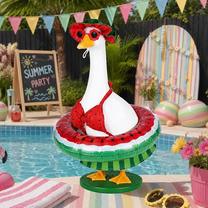 Summer Bikini Goose Outfits Hawaiian Porch Goose Outfits Fit 23inch Cemment Goose Statue Bikini Goose Clothes for Outdoor Garden Yard Decor