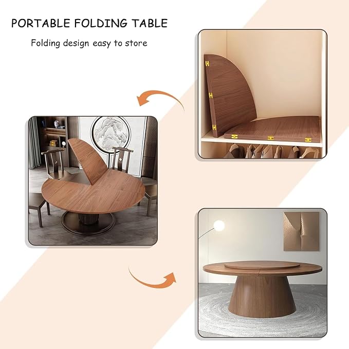Large Round Foldable Table Top, 59 ” Diameter Portable Dining Table Extender Top, No Legs Wooden Round Table Tops Only, for Round Table and Square Table (Textured White, 47.2in)