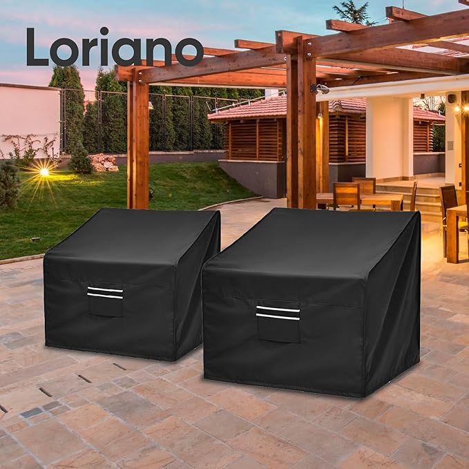 loriano Patio Chair Covers Waterproof Outdoor Furniture Chair Covers 420D Fit as Lawn Lounge Deep Seat(2 Pack,Large)