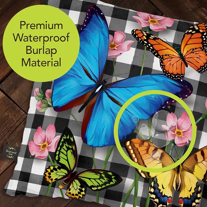 Briarwood Lane Spring Indoor/Outdoor Pillow 17x17 Checkered Butterflies for Spring Pillow